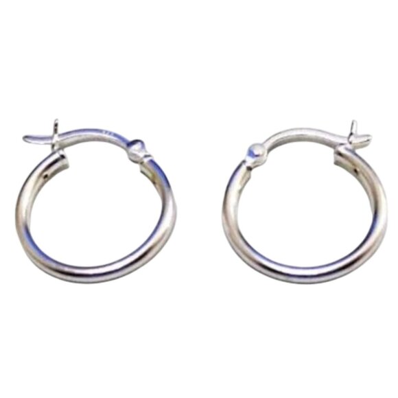 3/4 Inch 20mm Sterling Silver Hoop Pierced Post Earrings - Picture 3 of 5
